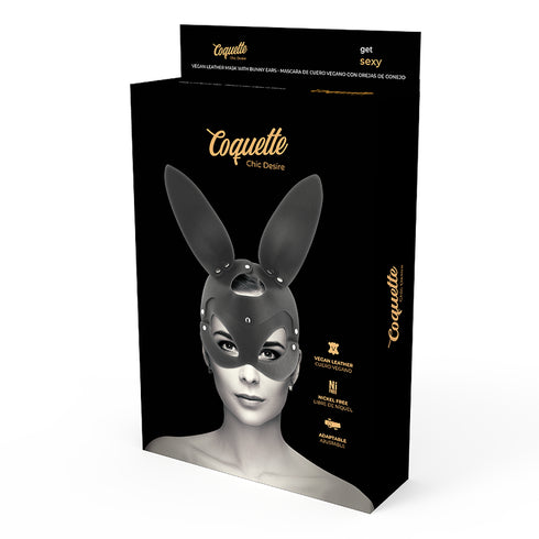 COQUETTE CHIC DESIRE - MASCHERA VEGANA IN PELLE CON ORECCHIE DI CONIGLIO