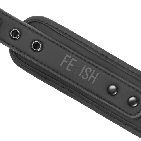FETISH SUBMISSIVE - COLLANA E MANETTE IN PELLE VEGANA CON FODERA IN NOPRENE