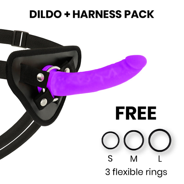 DELTA CLUB - TOYS IMBRACATURA + DONG SILICONE VIOLA 17 CM -O- 3 CM