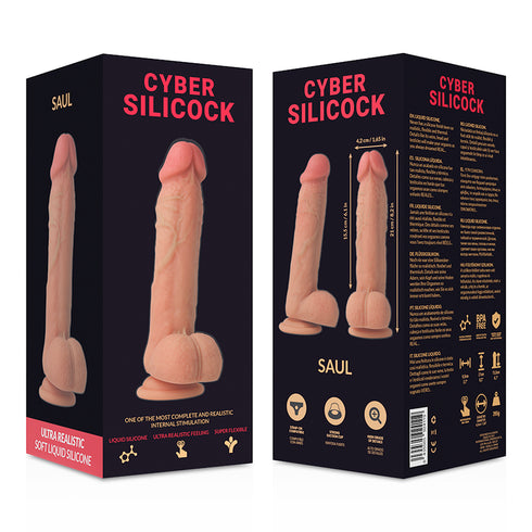 CYBER SILICOCK - STRAP-ON SAUL IN SILICONE LIQUIDO CON 3 ANELLI IN OMAGGIO 15.5 CM -O- 4.2 CM