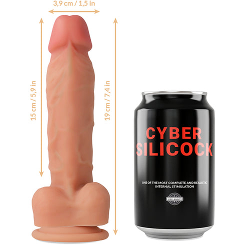 CYBER SILICOCK - STRAP-ON IN SILICONE LIQUIDO OLIVER CON 3 ANELLI IN OMAGGIO 19 CM -O- 3.9 CM